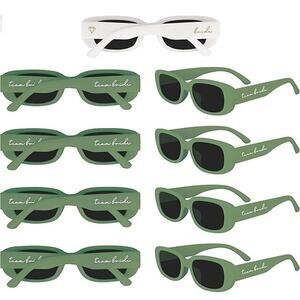 New LotsBuyLots 9 Pack Team Bride Green White Retro Rectangle Plastic Sunglasses